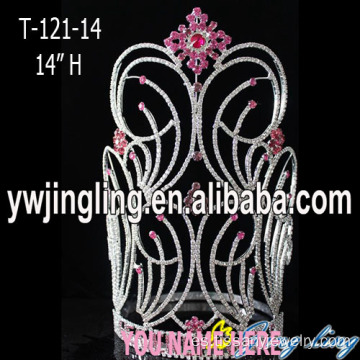 Venta por mayor del Rhinestone grande copo de nieve rosa corona del desfile